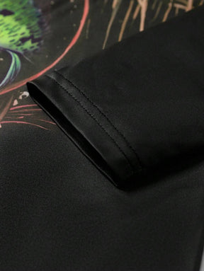 Manfinity LEGND Camiseta Casual de Pesca de Manga Longa Masculina - Estampa 3D de Peixe, Gola Redonda, Poliéster, Degradê Preto e Azul, Ideal para Atividades ao Ar Livre, Outono