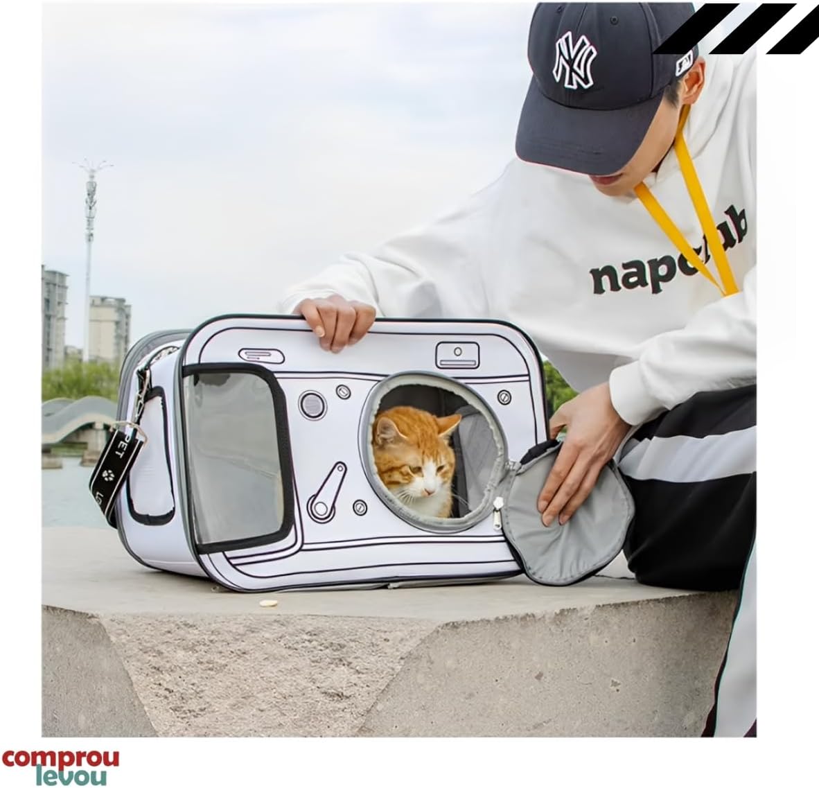 Bolsa Pet Transporte Viagem Avião Para Cães Gatos Luxo (cinzaa)