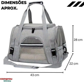 Bolsa Pet Transporte Viagem Avião Para Cães Gatos Luxo (cinzaa)
