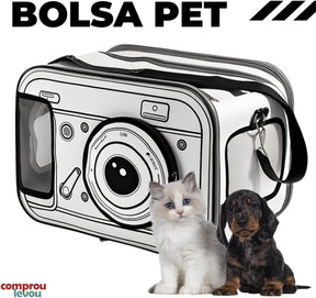 Bolsa Pet Transporte Viagem Avião Para Cães Gatos Luxo (cinzaa)
