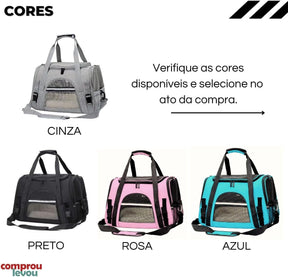 Bolsa Pet Transporte Viagem Avião Para Cães Gatos Luxo (cinzaa)
