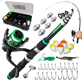 Pescamping Kit Pesca Completo - 1 Vara Fibra De Vidro E 1 Molinete Leve Com Linha - Estojo Com Acessórios Bóias Chumbadas Anzóis E Mais Tralha Quite De Pescaria