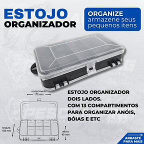 Pescamping Kit Pesca Completo - 1 Vara Fibra De Vidro E 1 Molinete Leve Com Linha - Estojo Com Acessórios Bóias Chumbadas Anzóis E Mais Tralha Quite De Pescaria