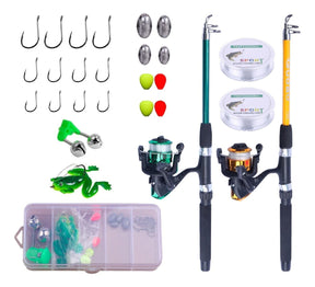 Kit De Pesca Completo 10kg Com 2 Varas 2 Molinetes + Itens Cor Conforme As Fotos
