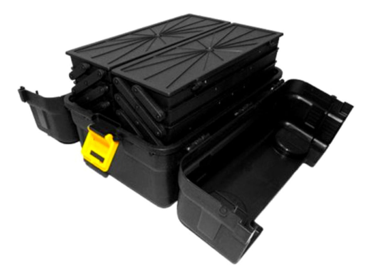 Maleta De Pesca 6 Bandeja Articuladas Porta Copos Hi Estojos Cor Preto