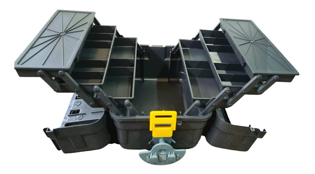 Maleta De Pesca 6 Bandeja Articuladas Porta Copos Hi Estojos Cor Preto