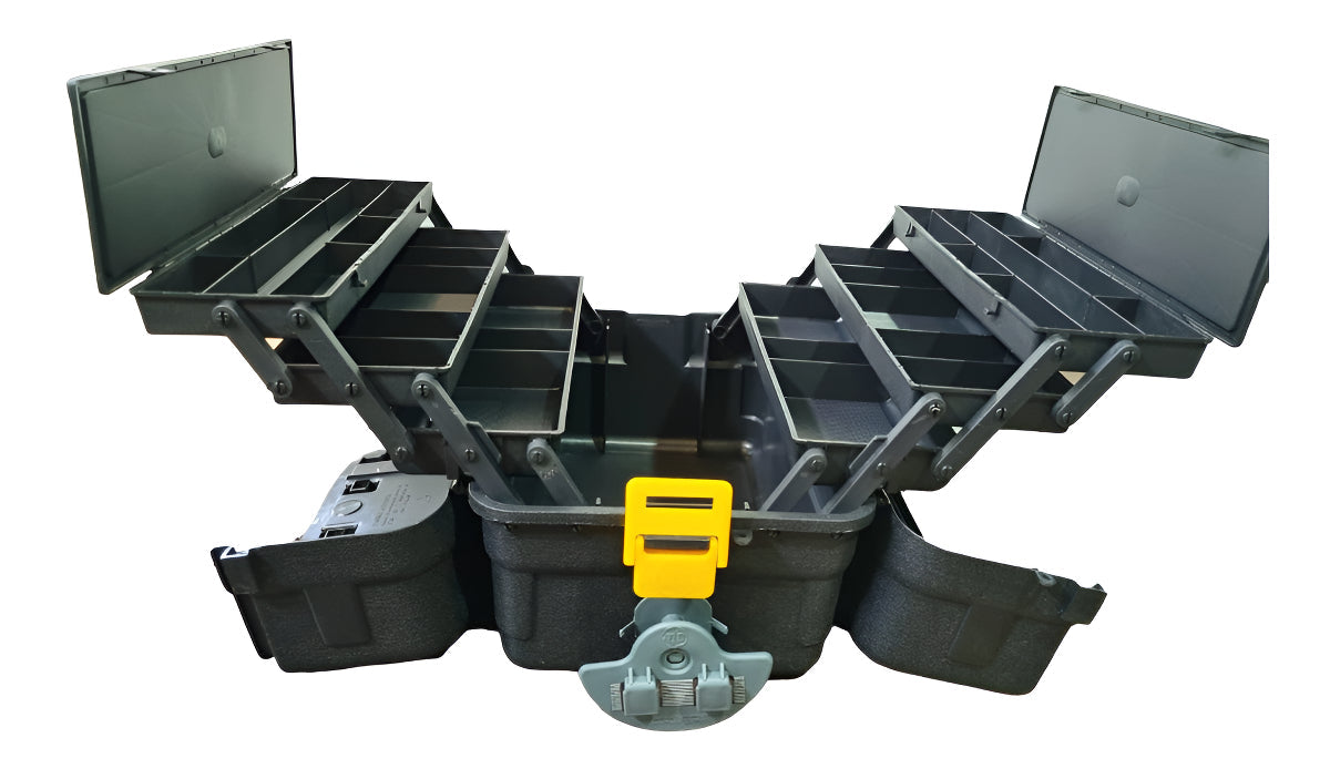 Maleta De Pesca 6 Bandeja Articuladas Porta Copos Hi Estojos Cor Preto