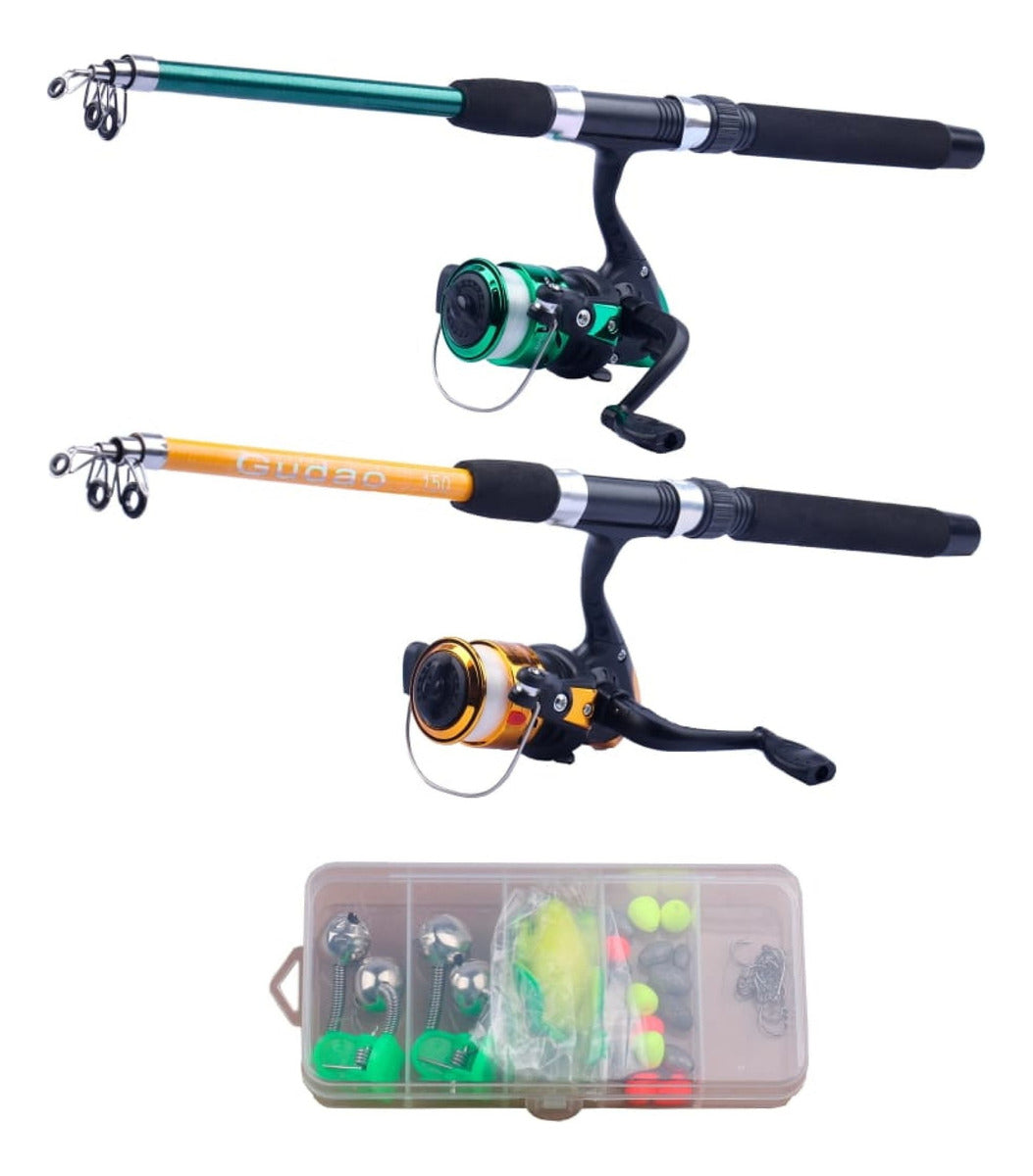 Kit De Pesca Completo 10kg Com 2 Varas 2 Molinetes + Itens Cor Conforme As Fotos