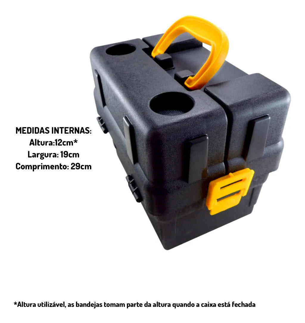 Maleta De Pesca 6 Bandeja Articuladas Porta Copos Hi Estojos Cor Preto