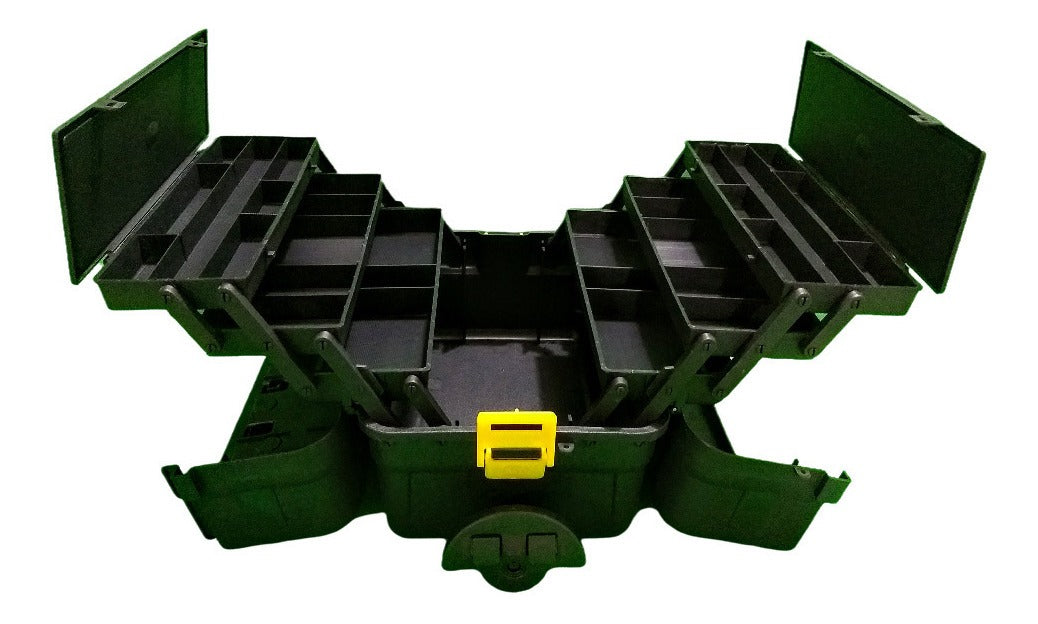 Maleta De Pesca 6 Bandeja Articuladas Porta Copos Hi Estojos Cor Preto