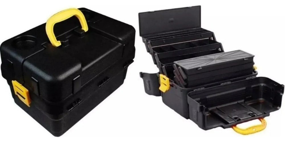 Maleta De Pesca 6 Bandeja Articuladas Porta Copos Hi Estojos Cor Preto