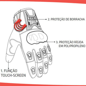 Luva X11 Masculina Blackout 2 Touch Verão Motociclista Moto