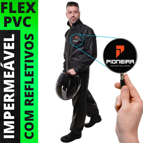 Capa De Chuva Moto Pioneira Impermeável Pvc Motoqueiro Frio